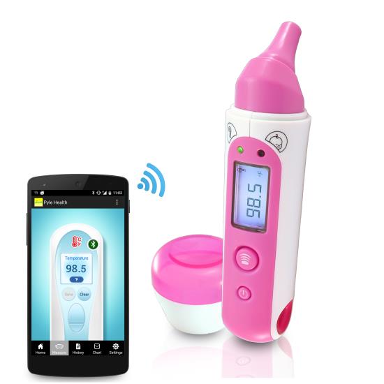 Pyle - PHTM20BTPN ,  , Bluetooth Infrared Ear & Body Digital Thermometer with Downloadable 'Pyle Health' Application, LCD Display and Safe for All Ages