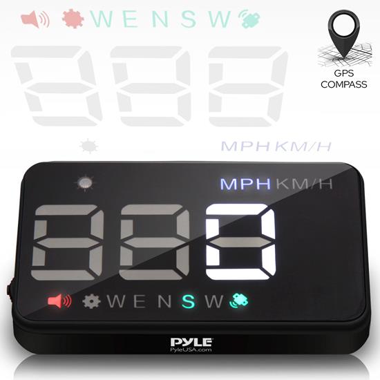 Pyle - PHUD12 , On the Road , Plug-in Audio Accessories - Adapters , Heads Up Display HUD Screen - Vehicle Speed & GPS Compass HUD Monitor System
