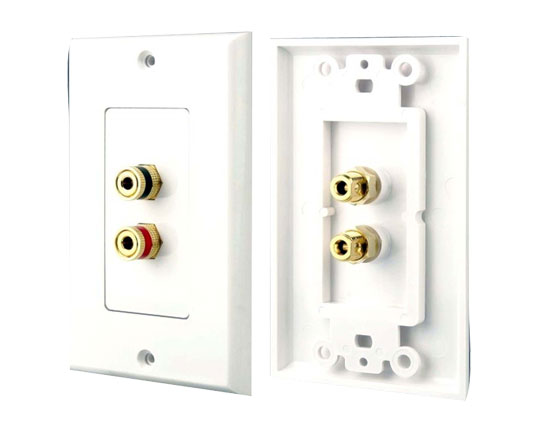 Pyle - PHWP1 , Home and Office , Wall Plates - In-Wall Control , Dual Post Binding/Banana Plug Wall Plate White (2 Posts/Polarity For 1 Speaker)