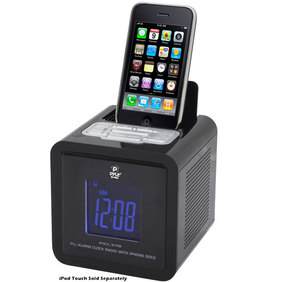Pyle - PICL34B , Home and Office , SoundBars - Home Theater , iPod iPhone Clock Radio W/ FM Receiver And Dual Alarm Clock (Black)