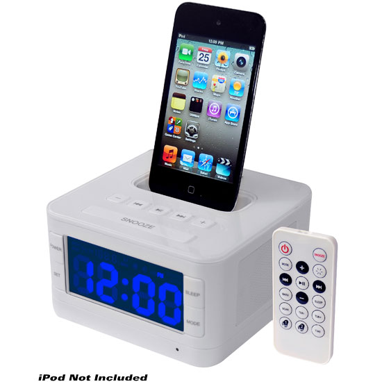 Pyle - PICL52W , Home and Office , SoundBars - Home Theater , Radio Alarm Clock Speaker System For iPod (White Color)