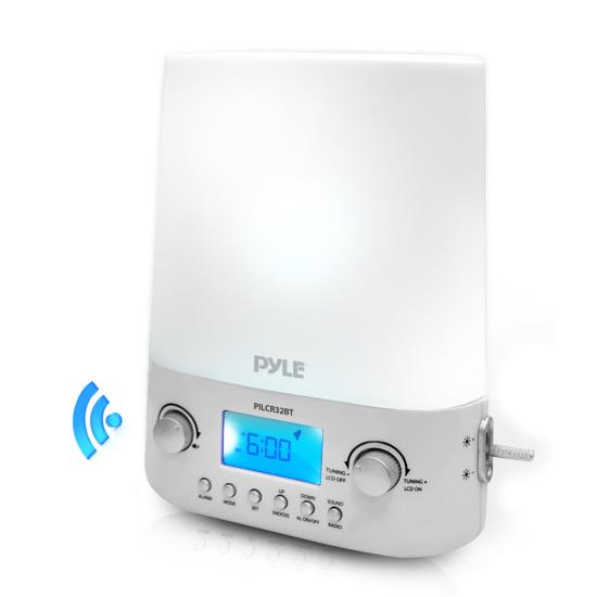 Pyle - PILCR32BT , Home and Office , Alarm Clock Radios - Plug-in Speakers , Bluetooth Sunrise & Sunset Alarm Clock Radio Night Light, Illuminating LED Lights, with (10) Selectable Looping Nature Sounds