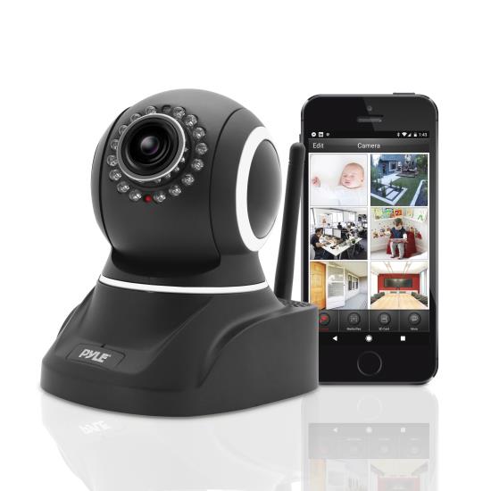 Pyle - PIPCAM8 , Home and Office , Cameras - Videocameras , IP Camera Surveillance Security Monitor with Wi-Fi, H.264 Video, P2P Network, Image Capture, Video Recording, Built-in Microphone and Speaker for 2-Way Communication, Built-in Web Server, Software Included, Downloadable App