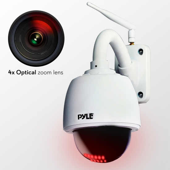 Pyle - PIPCAMHD46.5 , Home and Office , Cameras - Videocameras , HD Hi-Res Outdoor IP Camera 4x Optical Zoom - WiFi Cam