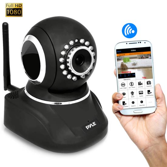 PYLE PIPCAM25 Wireless IP Camera/Wi-Fi Cam with Remote Surveillance Monitoring 