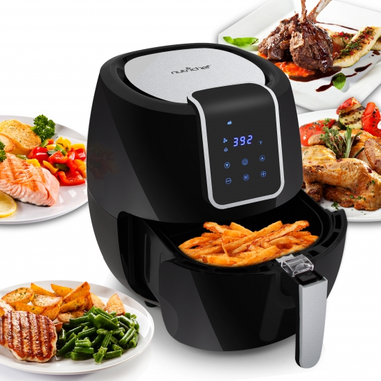 Pyle - PKAIRFR65 , Kitchen & Cooking , Air Fryers , Digital Air Fryer - Electric Oil-Free Kitchen Air Frying with Non-Stick Fry Basket, 5.3L Capacity