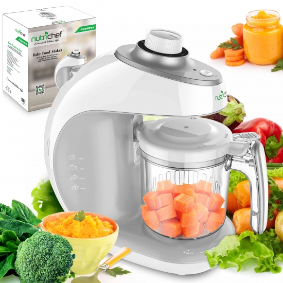 Pyle - PKBFB18 , Kitchen & Cooking , Blenders & Food Processors , Baby Food Maker - Electric Baby Food Processor, Blender & Food Steamer with Puree Pulse Blending