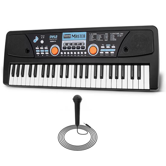 Pyle - PKBRD4113.7 , Musical Instruments , Digital Musical Karaoke Keyboard - Portable Electronic Piano Keyboard with Built-in Rechargeable Battery & Wired Microphone (49 Keys)
