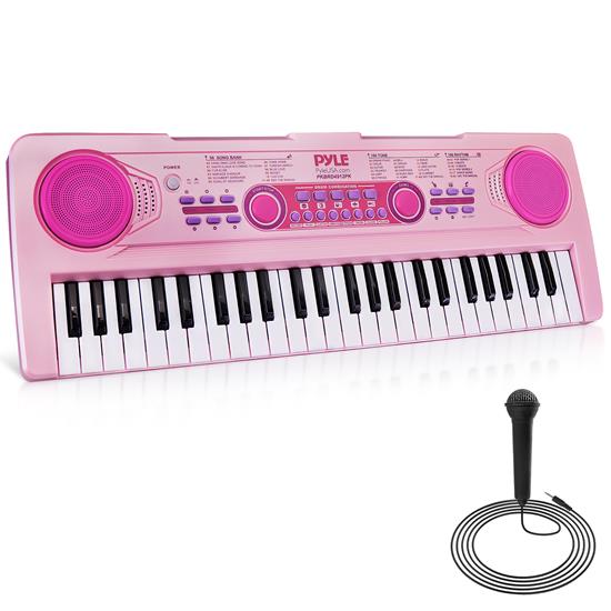 Pyle - PKBRD4912PK.6 , Musical Instruments , Drums , Children’s Musical Karaoke Keyboard - Portable Kids Electronic Piano Keyboard with Built-in Rechargeable Battery & Wired Microphone