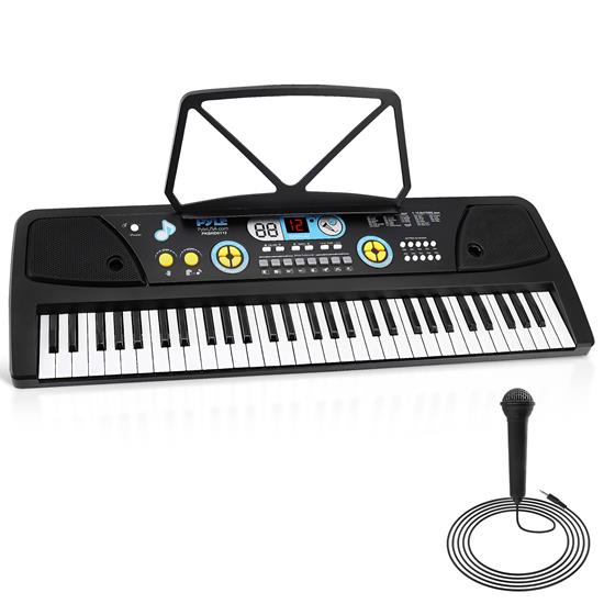 Pyle - PKBRD6112.5 , Musical Instruments , Digital Musical Karaoke Keyboard - Portable Electronic Piano Keyboard with Built-in Rechargeable Battery & Wired Microphone (61 Keys)