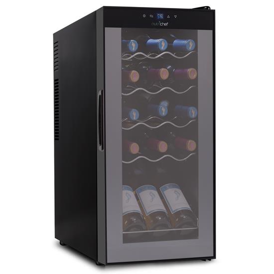 Pyle - PKCWC150 , Kitchen & Cooking , Fridges & Coolers , Wine Chilling Refrigerator Cellar - Digital Touch Button Control with Air Tight Seal, Contains Placement for Standing Bottles (15 Bottle Storage Capacity)
