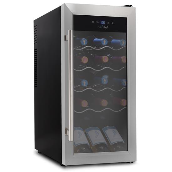 Pyle - PKCWC18 , Kitchen & Cooking , Fridges & Coolers , Wine Chilling Refrigerator Cellar - Digital Touch Button Control with Air Tight Seal, Contains Placement for Standing Bottles (18 Bottle Storage Capacity)