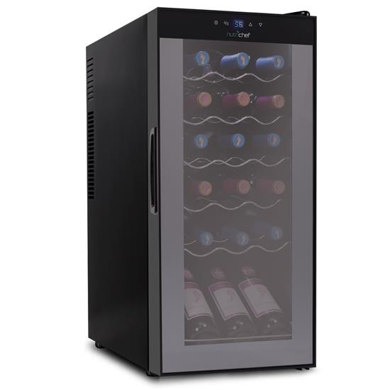 Pyle - PKCWC180 , Kitchen & Cooking , Fridges & Coolers , Wine Chilling Refrigerator Cellar - Digital Touch Button Control with Air Tight Seal, Contains Placement for Standing Bottles (18 Bottle Storage Capacity)