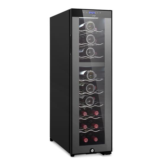 Pyle - PKCWCDS245 , Kitchen & Cooking , Fridges & Coolers , Wine Chilling Refrigerator Cellar - Dual-Zone Wine Cooler/Chiller, Digital Touch Button Control with Air Tight Seal, Contains Placement for Standing Bottles (33 Bottle Storage Capacity)