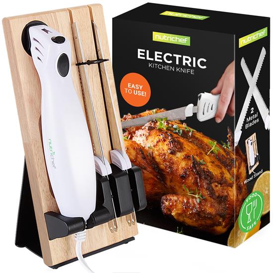 Pyle - PK010 , Kitchen & Cooking , Candy & Snacks , Electric Kitchen Knife with Wooden Storage Tray