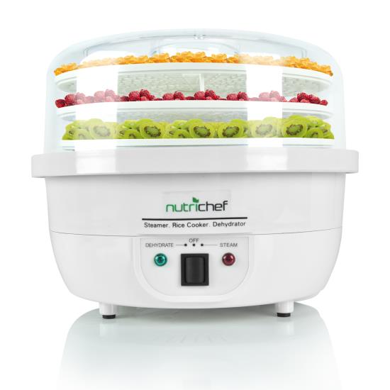 Pyle - PKFDSRC10WT , Kitchen & Cooking , Dehydrators & Steamers , 3-in-1 Dehydrator & Steamer Food Cooker (White)