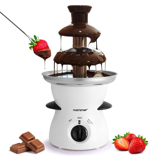 Pyle - PKFNMK16 , Kitchen & Cooking , Candy & Snacks , Electric Chocolate Fondue Pot - Countertop Chocolate Fondue Maker Fountain Chocolate Melter with 3-Tiers