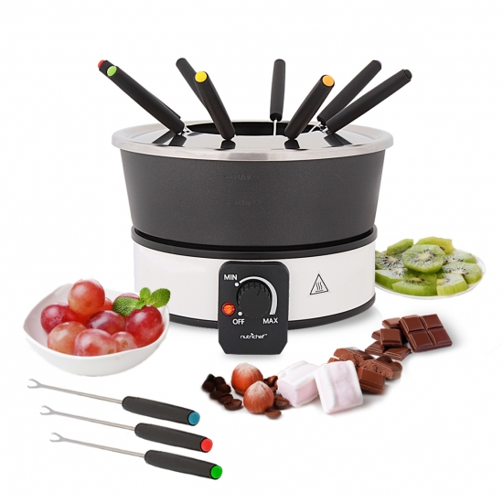 Pyle - PKFNMK26 , Kitchen & Cooking , Candy & Snacks , Cheese & Chocolate Fondue Maker - Electric Countertop Fondue Melting Pot Warmer with Dipping Forks
