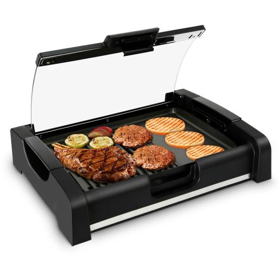Pyle - AZPKGRIL45 , Kitchen & Cooking , Cooktops & Griddles , Electric Grill & Griddle Cooktop - Crepe Maker Hot Plate Cooktop with Glass Lid
