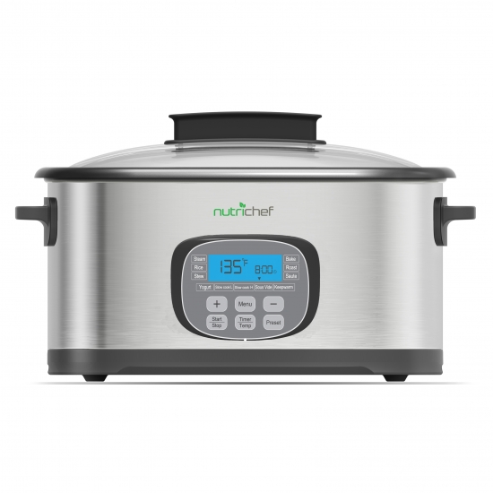 Pyle - pkpc45 , Kitchen & Cooking , Ovens & Cookers , Countertop Oven Multi-Cooker with Easy Crock Oven Cooking Presets, Sous Vide Mode, Digital Display (Stainless Steel)
