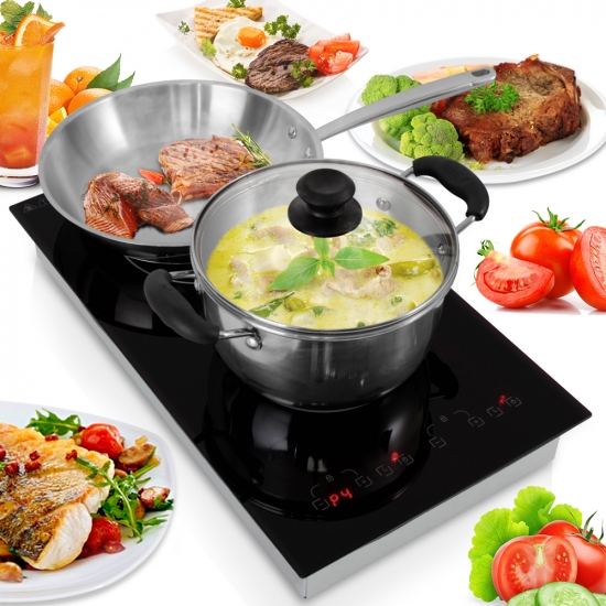Pyle - PKSTIND52.5 , Kitchen & Cooking , Cooktops & Griddles , Dual Induction Cooktop - Double Countertop Burner with Digital Display, Adjustable Temp Settings