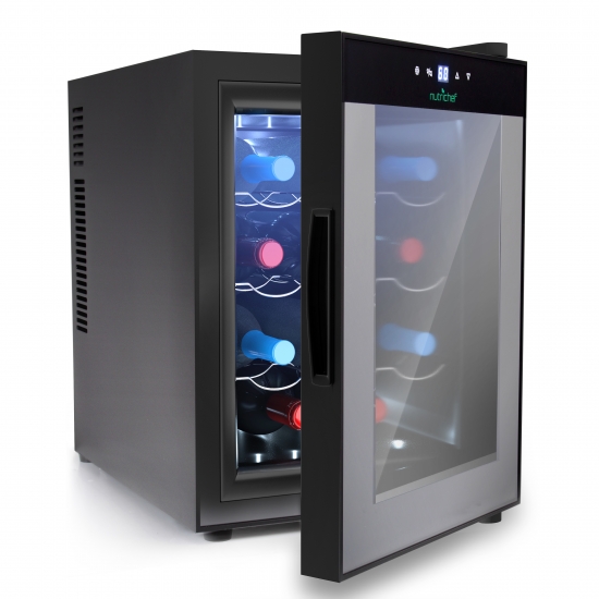 Pyle - PKTEWC122 , Kitchen & Cooking , Fridges & Coolers , Electric Wine Cooler - Wine Chilling Refrigerator Cellar with Digital Touchscreen Control (12-Bottle)