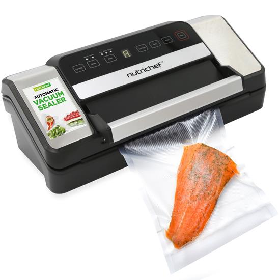 Pyle - PKVS90STS , Kitchen & Cooking , Vacuum Sealers , Automatic Food Vacuum Sealer with Silver Handle - Electric Air Sealing Preserver System for Dry, Moist and Liquid with Cutting-Edge and Easy-Lock Handle Features for Food Freshness and Storage (Black & Silver)