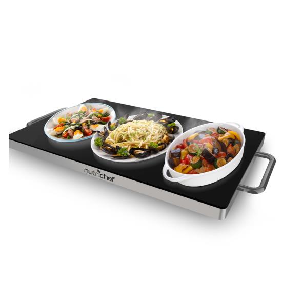 Pyle - UPKWTR45 , Kitchen & Cooking , Food Warmers & Serving , Electric Warming Tray / Food Warmer with Non-Stick Heat-Resistant Glass Plate (19.8'' x 11.9'' Heating Surface)