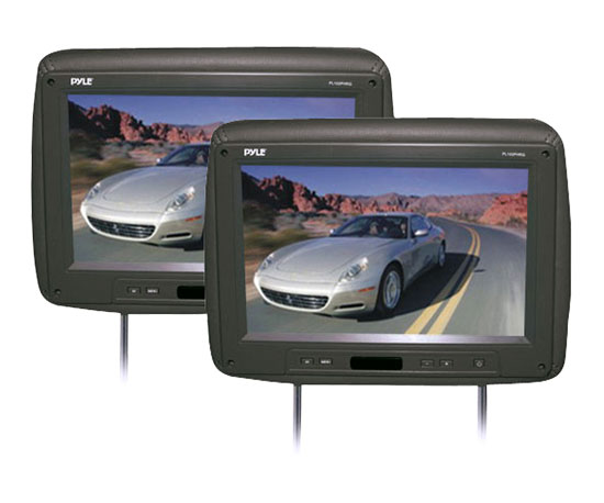 Pyle - PL102PHRB , On the Road , Headrest Video , Pair of Adjustable Headrests w/ Built-In 10.2'' TFT Monitor & IR Transmitter (Black Color)