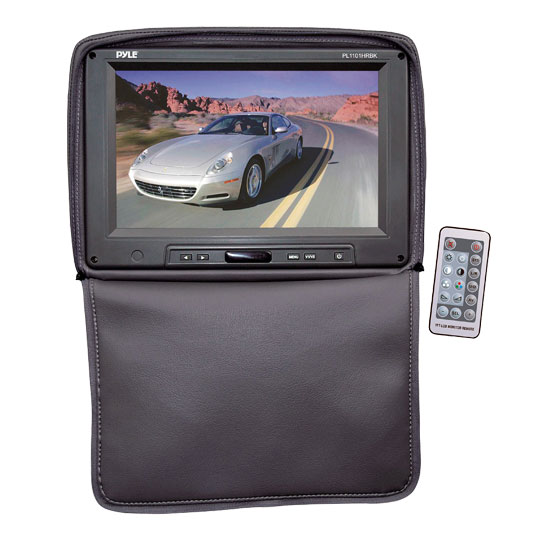 Pyle - PL1101HRBK , On the Road , Headrest Video , Adjustable Headrest w/ Built-In 11'' TFT/LCD Monitor W/IR Transmitter & Cover (Black)