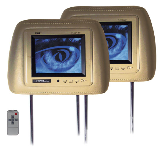 Pyle - PL56PHRT , On the Road , Headrest Video , Pyle-View Series Headrest Pair with Built-in 5.6'' TFT-LCD Monitors (Tan)