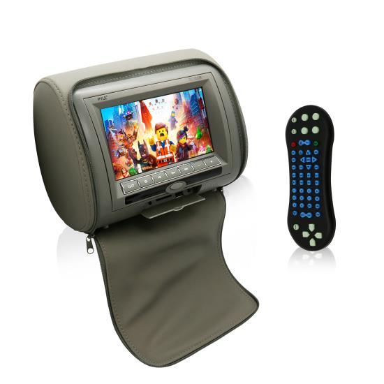 Pyle - PL74DGR , On the Road , Headrest Video , 7'' Headrest Display Monitor, Hi-Res Video Car Monitor with Built-in Multimedia Disc Player, USB/SD Readers, FM Transmitter