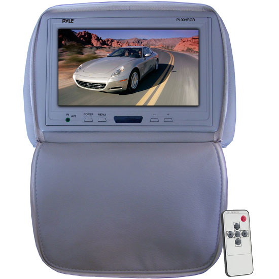Pyle - PL90HRGR , On the Road , Headrest Video , Adjustable Headrest/ Built-In 9'' TFT-LCD Monitor with IR Transmitter (Gray Color)