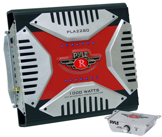 Pyle - PLA2280 , On the Road , Vehicle Amplifiers , 2 Channel 1000 Watt Bridgeable Mosfet Amplifier