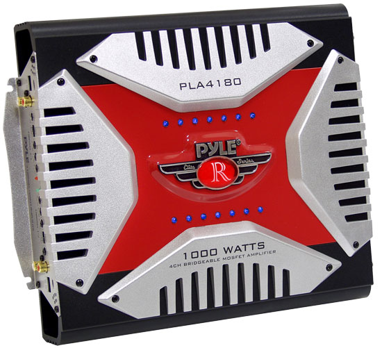 Pyle - PLA4180 , On the Road , Vehicle Amplifiers , 4 Channel 1000 Watt Bridgeable Mosfet Amplifier