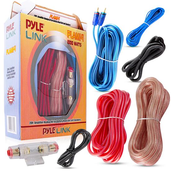 Pyle - UPLAM14 , Sound and Recording , Cables - Wires - Adapters , 20ft 8 Gauge 1000 Watts Amplifier Hookup For Battery Head Unit & Speakers Installation Kit