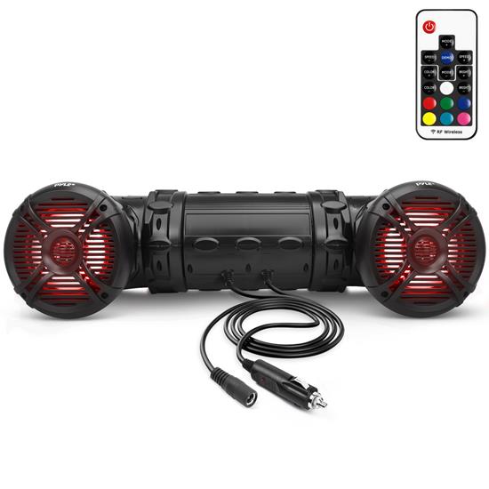 Pyle - PLATV65BT.5 , On the Road , Motorcycle and Off-Road Speakers , Waterproof Marine Bluetooth Powered Speakers, Amplified Sound System, Built-in Programmable Multi-Color LED Lights, 6.5'' Speakers, 800 Watt (For Marine Watercraft, Off-Road Vehicles, ATV, UTV, Golf Cart)