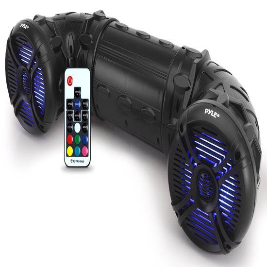 Pyle - PLATV65BT.6 , On the Road , Motorcycle and Off-Road Speakers , Waterproof Marine Bluetooth Powered Speakers, Amplified Sound System, Built-in Programmable Multi-Color LED Lights, 6.5'' Speakers, 800 Watt (For Marine Watercraft, Off-Road Vehicles, ATV, UTV, Golf Cart)