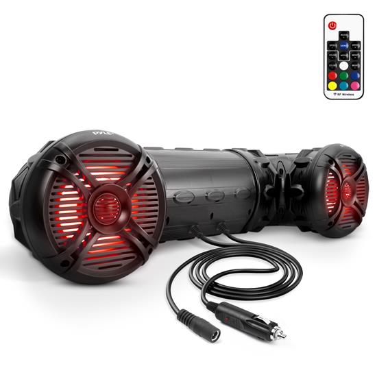 Pyle - PLATV65BT , On the Road , Motorcycle and Off-Road Speakers , Waterproof Marine Bluetooth Powered Speakers, Amplified Sound System, Built-in Programmable Multi-Color LED Lights, 6.5'' Speakers, 800 Watt (For Marine Watercraft, Off-Road Vehicles, ATV, UTV, Golf Cart)