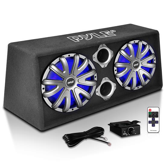 Pyle - PLBAS122LE.5 , On the Road , Subwoofer Enclosures , 12'' Dual Bass Subwoofer Box System - Rear Vented Design with Built-in Illuminating LED Lights