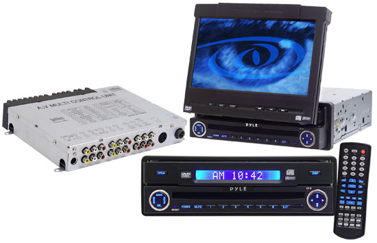 Pyle - PLBINDV7 , On the Road , Headunits - Stereo Receivers , 7'' Motorized In-Dash Monitor & Multimedia Disc/MP3 Player with AM/FM/TV Tuner