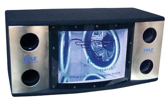 Pyle - PLBN122 , On the Road , Subwoofer Enclosures , Dual 12'' 2 Way 1200 Watt Bandpass w/Blue Woofer Rings