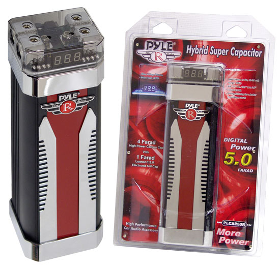 Pyle - PLCAP50R , On the Road , Capacitors , 5 Farad Digital Square Style Power Capacitor