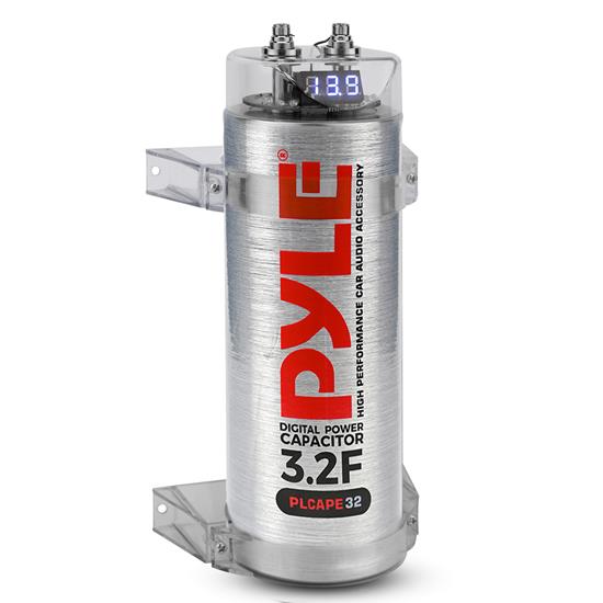 Pyle - PLCAPE32.5 , On the Road , Capacitors , 3.2 Farad Digital Power Capacitor - High-Performance Car Audio Accessory with Blue Digital Display