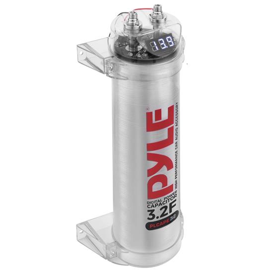 Pyle - PLCAPE32.6 , On the Road , Capacitors , 3.2 Farad Digital Power Capacitor - High-Performance Car Audio Accessory with Blue Digital Display