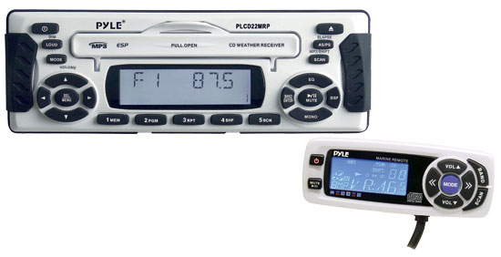 Pyle - plcd22mrp , On the Road , Headunits - Stereo Receivers , 1.5 DIN Waterproof Marine MP3 Player Receiver w/Weather Band & Wired Remote
