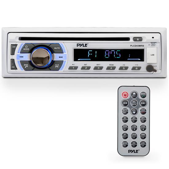 Pyle - PLCD43MRB , On the Road , Headunits - Stereo Receivers , Bluetooth Marine Stereo Receiver with Hands-Free Call Answering, CD Player, MP3/USB/AUX, Detachable Face  (Single DIN)