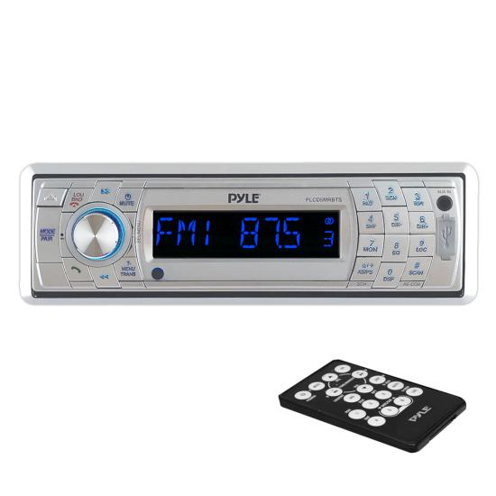 Pyle - PLCD5MRBTS , Marine and Waterproof , Headunits - Stereo Receivers , Bluetooth Stereo Radio Headunit Receiver, Wireless Streaming & Call Answering, Aux (3.5mm) MP3 Input, CD Player, USB Flash & SD Card Readers, Remote Control, Detachable Face, Single DIN (Silver)