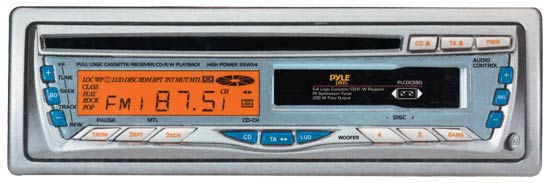 Pyle - PLCDCS90 , On the Road , Headunits - Stereo Receivers , AM/FM-MPX Full Logic Cassette & CD Player w/Full Detachable System