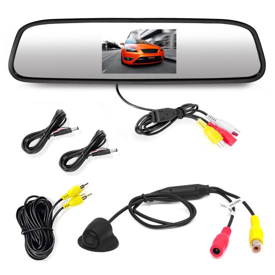 Pyle - AZPLCM4340 , On the Road , Rearview Backup Cameras - Dash Cams , Rearview Backup Camera & Mirror Monitor, Waterproof Night Vision Cam, 4.3'' Screen, Distance Scale Lines, Parking/Reverse Assist